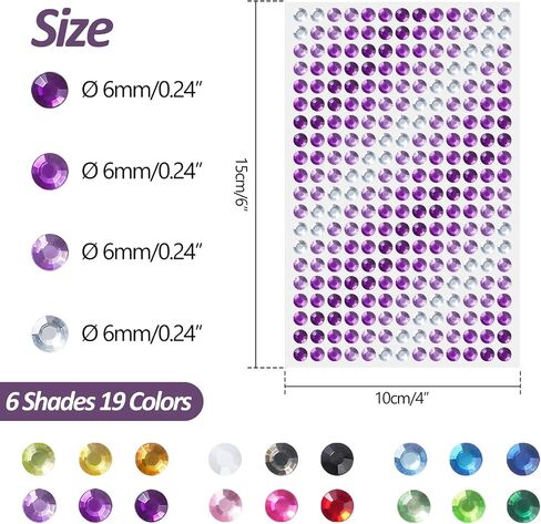 Buylorco 1200+pcs Self Adhesive Gem Stickers Gemstone Rhinestone Sticker Sticky Gem Stickers Stick on Gem for Craft DIY, 14 Sheets, Multiple Colors, Sizes, and Shapes in Saudi Arabia
