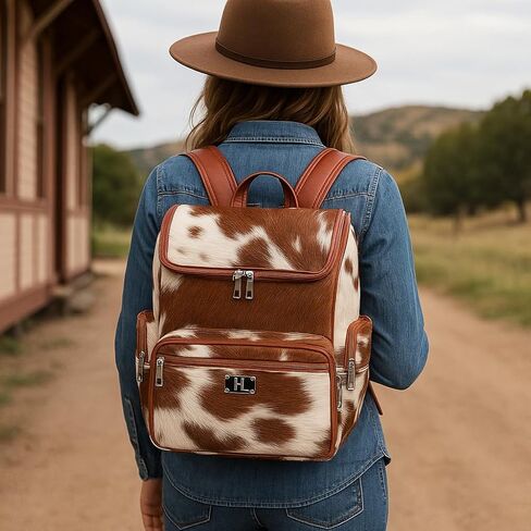 Womens Cowwhide Bagpack Bagpack Casure Diaper Bag Print Print Bag Patchwork Pattern Pattern Backpack Weekender Counter Bag in Kuwait