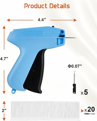 مسدس وضع علامات على الملابس من HOUSE DAY، مسدس علامة أسعار التجزئة للملابس، مسدس ملحق بطاقة السعر مع 6 إبر، 1000 قطعة 2 بوصة مثبتات باربس للمتجر، المرآب، ساحة البيع in Kuwait