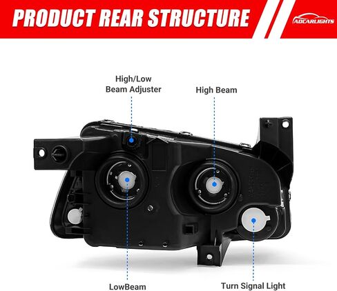 Headlights Assembly for Dodge Charger 2006 2007 2008 2009 2010 OE Headlamp Replacement Pair Black Housing Amber Reflector Driver and Passenger Side in Saudi Arabia