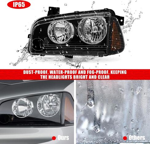 Headlights Assembly for Dodge Charger 2006 2007 2008 2009 2010 OE Headlamp Replacement Pair Black Housing Amber Reflector Driver and Passenger Side in Saudi Arabia