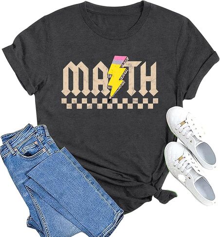MAIHUN Math Teacher Shirt for Women Funny Teaching Tshirt Math Teacher Life Tee Tops in Kuwait