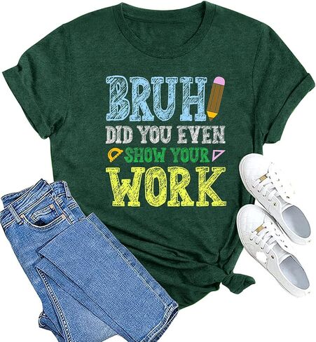 MAIHUN Math Teacher Shirt for Women Funny Teaching Tshirt Math Teacher Life Tee Tops in Kuwait