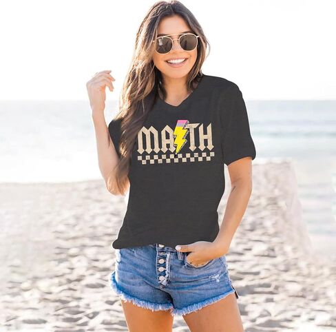 MAIHUN Math Teacher Shirt for Women Funny Teaching Tshirt Math Teacher Life Tee Tops in Kuwait