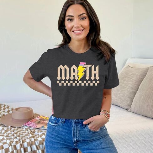 MAIHUN Math Teacher Shirt for Women Funny Teaching Tshirt Math Teacher Life Tee Tops in Kuwait