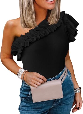 Farktop Womens One Counter Contter Sleeve Slim Fit Tops Sumbed Summer Tops in Kuwait