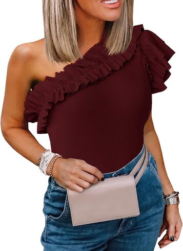 Farktop Womens One Counter Contter Sleeve Slim Fit Tops Sumbed Summer Tops in Kuwait