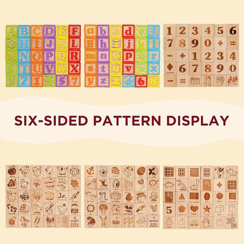 SainSmart Jr. Wooden ABC Blocks 40PCS Stacking Blocks Baby Alphabet Letters, Counting, Building Block Set for Toddlers 1.2 Inch in Kuwait