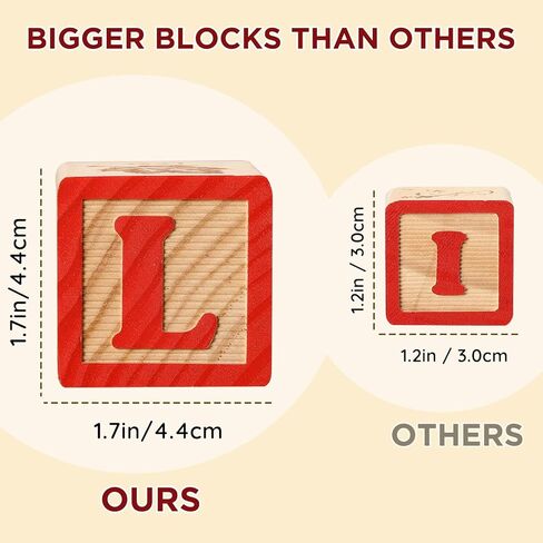 SainSmart Jr. Wooden ABC Blocks 40PCS Stacking Blocks Baby Alphabet Letters, Counting, Building Block Set for Toddlers 1.2 Inch in Kuwait