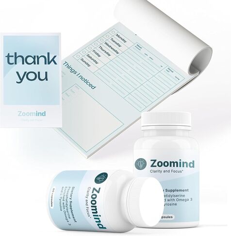 Zoomind Dietary Supplement. Promotes Clarity and Focus. Rich in Omega-3, Phosphatidylserine (PS), and L-Tyrosine. Supports Healthy Brain Function, 60 Capsules in Saudi Arabia