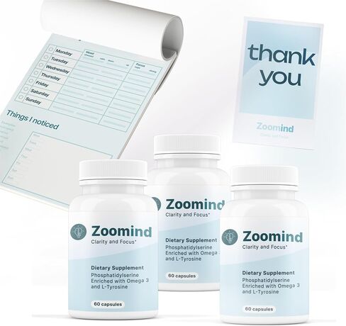 Zoomind Dietary Supplement. Promotes Clarity and Focus. Rich in Omega-3, Phosphatidylserine (PS), and L-Tyrosine. Supports Healthy Brain Function, 60 Capsules in Saudi Arabia