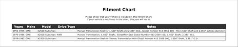 ختم النقل اليدوي الخلفي متوافق مع GMC K2500 Suburban 4WD 1995 1994 1993 1986 1985 1984 1983 1982 1981 1980 1979 P-2567437 in Saudi Arabia