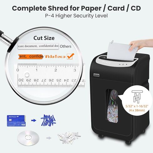 Paper Shredder Heavy Duty,VidaTeco 20-Sheet Cross Cut Shredder for Home Office Heavy Duty,Paper Shredder for Office with 60 Mins Running,Shred Card/CD,58 dB with 7.9-Gal Larger Bin, Auto Jam Proof in Kuwait