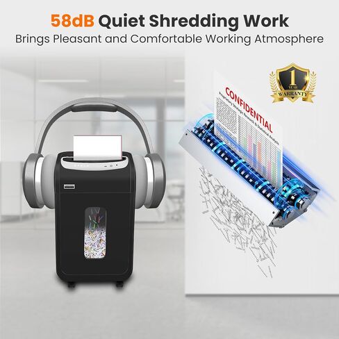 Paper Shredder Heavy Duty,VidaTeco 20-Sheet Cross Cut Shredder for Home Office Heavy Duty,Paper Shredder for Office with 60 Mins Running,Shred Card/CD,58 dB with 7.9-Gal Larger Bin, Auto Jam Proof in Kuwait