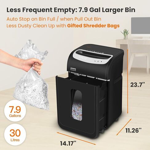 Paper Shredder Heavy Duty,VidaTeco 20-Sheet Cross Cut Shredder for Home Office Heavy Duty,Paper Shredder for Office with 60 Mins Running,Shred Card/CD,58 dB with 7.9-Gal Larger Bin, Auto Jam Proof in Kuwait