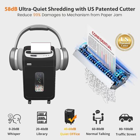 Paper Shredder Heavy Duty,VidaTeco 20-Sheet Cross Cut Shredder for Home Office Heavy Duty,Paper Shredder for Office with 60 Mins Running,Shred Card/CD,58 dB with 7.9-Gal Larger Bin, Auto Jam Proof in Saudi Arabia