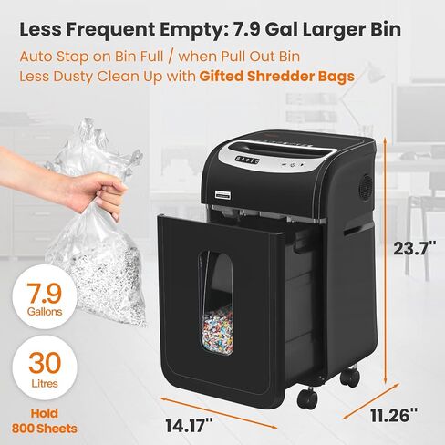 Paper Shredder Heavy Duty,VidaTeco 20-Sheet Cross Cut Shredder for Home Office Heavy Duty,Paper Shredder for Office with 60 Mins Running,Shred Card/CD,58 dB with 7.9-Gal Larger Bin, Auto Jam Proof in Saudi Arabia