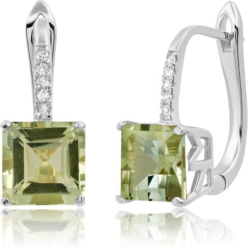 925 Sterling Silver Green Action arocrings for Women Leverback Earrings Gemstone February February Dangle أقراط ليفر المجوهرات المربعة المربعة التي خلقت مجموعات أبيض من الياقوت القصوى in Saudi Arabia