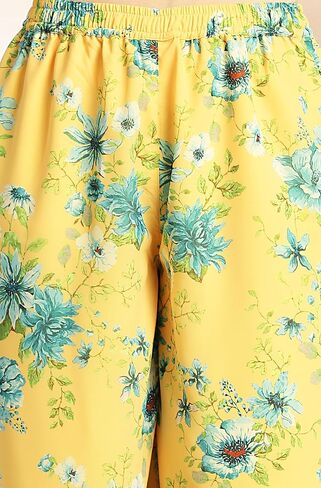 Janasya Indian Women's Yellow Floral Print Kurta Kurti Top Tucted Tucted Sealed Evening Wear Kurta for Women in Saudi Arabia