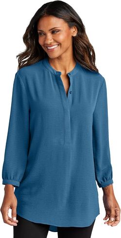 Port Authority Women's 3-4-Sleeve Textured Crepe Tunic Shirt in Saudi Arabia