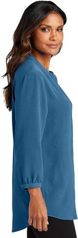 Port Authority Women's 3-4-Sleeve Textured Crepe Tunic Shirt in Saudi Arabia