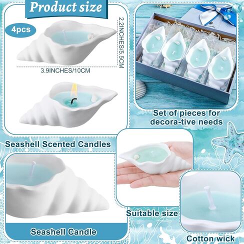 4 PCS Seashell Beach Candles المصنوعة يدويًا السلحفاة المعطرة الشموع in Saudi Arabia