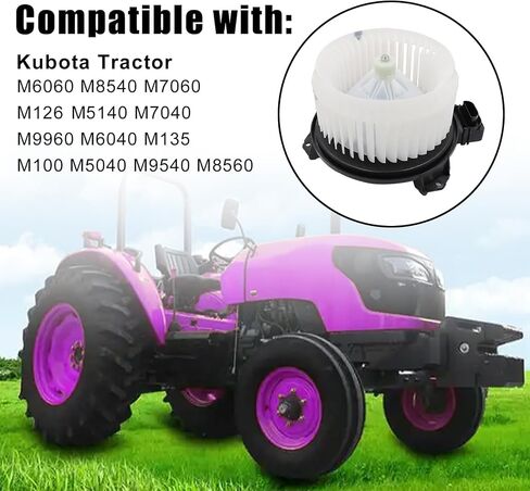 12V Cab Blower Motor with Impeller fit for Kubota Tractor M6060 M8540 M7060 M126 M5140 M7040 M9960 M6040 M135 M100 M5040 M9540 M8560 3C581-72151 272700-0350 Heater Blower Motor with Fan Cage in Saudi Arabia