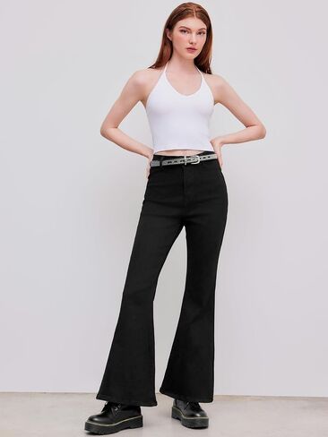 CIDER High Waisted Bell Bottom Jeans for Women Stretchy Wide Leg Slim Fit Flare Denim Pants in Saudi Arabia