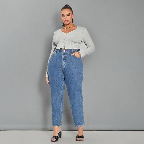 Leijijeans بالإضافة إلى حجم النساء للجينز مباشرة مناسبة جينز عالي التمدد in Kuwait