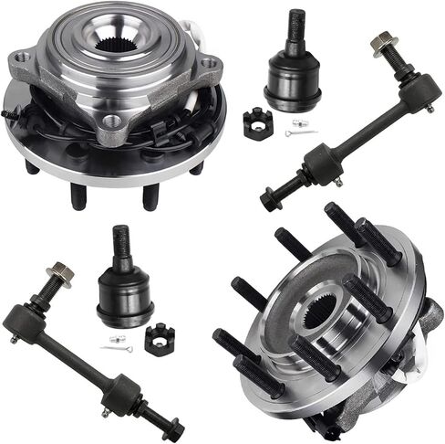 Detroit Axle-6pc مجموعة محامل العجلات الأمامية لعام 2014-2018 RAM 2500 ، 2013-2018 RAM 3500 ، 2 Wheel Bearing Hubs 2 Stabilizer Sway Bar Links 2 Ball Ball Points 2015 22016 2017 acplication in Saudi Arabia