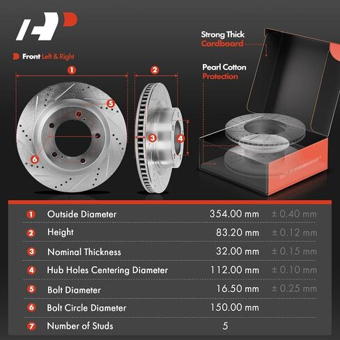 A-Premium 13.92 in(353.5 mm) Front Drilled and Slotted Disc Brake Rotors + Ceramic Pads Kit Compatible with Select Toyota and Lexus Models- Sequoia 08-21, Tundra 07-21, Land Cruiser 16-20, LX570 16-20 in Saudi Arabia