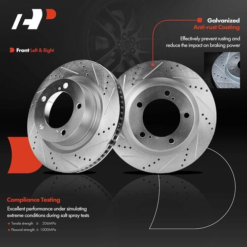 A-Premium 13.92 in(353.5 mm) Front Drilled and Slotted Disc Brake Rotors + Ceramic Pads Kit Compatible with Select Toyota and Lexus Models- Sequoia 08-21, Tundra 07-21, Land Cruiser 16-20, LX570 16-20 in Saudi Arabia