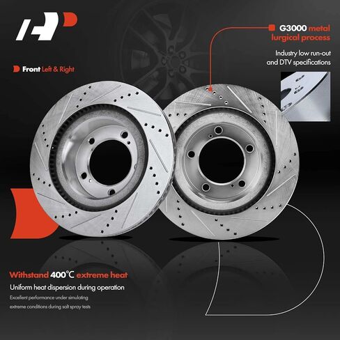 A-Premium 13.92 in(353.5 mm) Front Drilled and Slotted Disc Brake Rotors + Ceramic Pads Kit Compatible with Select Toyota and Lexus Models- Sequoia 08-21, Tundra 07-21, Land Cruiser 16-20, LX570 16-20 in Saudi Arabia