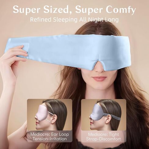 قناع نوم من الحرير للنساء والرجال ، نائم جانبي ، 22 Momme Pure Mulberry Silk Total Total Total Total Total Mask Mask مع عداد الرأس القابل للتعديل بالحجم الكامل ، وأقنعة العين للنوم والسفر in Saudi Arabia