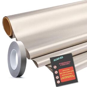 Faraday Fabric Nickel Copper Faraday Cloth Kit, 44 x 39Inch Conductive Material + Faraday Tape(65FT x 0.5Inch) Military Grade Signal Blocking Soft Material