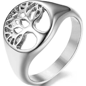 Jude Jewelers Stainless Steel Tree of Life Signet Style Wedding Statement Anniversary Statement Cocktail Party Ring