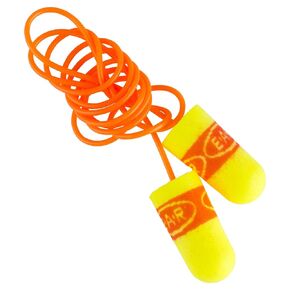 3M Ear Plugs, 200/Box, E-A-Rsoft SuperFit 311-1254, Corded, Disposable, Foam, NRR 33, Drilling, Grinding, Machining, Sawing, Sanding, Welding, 1/Poly Bag