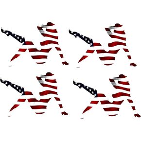 Rogue River Tactical 4 Pack Decal Sticker Sexy Woman Girl Silhouette American Flag USA Patriotic Auto Bumper Sticker Vinyl Car Truck RV SUV Boat Window