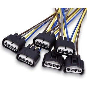 Pack-6 Ignition Coil Connector Plug Harness, Waterproof RAV4 4-Way Harness 90980-11885 Replacement for Toyota Lexus Camry (Black)