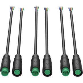 M8 5 Pin Mini Electrical Connector 26AWG IP65 Male Female Connector 7.87in/20cm Extension Cable for Ebike Kit,Display/Ebrake/Throttle/Shift Sensor/Hub Motor/Mid-Motor Signal Extension Cable