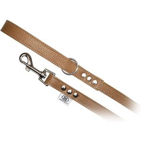 BUDDY BELT All Leather Premium Leash - Pebble Grain Caramel (3/4" x 4')