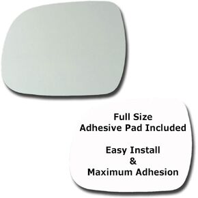 Mirror Glass + Full Size Adhesive Pad for 2001-2010 Toyota Sienna Driver Side Replacement (2001 2002 2003 2004 2005 2006 2007 2008 2009 2010 01 02 03 04 05 06 07 08 09 10)