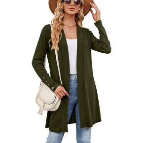 HANERDUN Women's Casual Long Sleeve Open Front Cardigan Sweaters Draped Long Sleeve Fall Dusters Cardigan Sweaters S-2XL