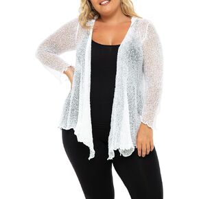 Back From Bali Womens Plus Size Sheer Long Lightweight Cardigan Hoodie Open Front Hooded Knit Sweater Long Sleeve 2X 3X 4X