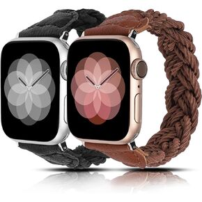 Minyee Compatible with Apple Watch Band Braided 41mm 40mm 38mm 44mm 45mm 42mm 49mm Women, Solo Loop Stretchy Designer Slim Elastic Woven Cute Bracelet for iWatch Ultra 2, Series 9/8/7/6/5/4/3/2/1/SE