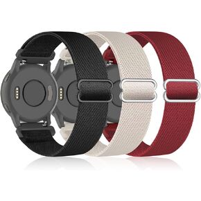 Bolesi 3 Pack 18mm Stretchy Nylon Watch Bands for Garmin Venu 2S / Venu 3S /Vivoactive 4S/ Vivoactive 3S,Soft Sport Band Quick Release Wristband Loop Elastic Strap for Men Women in Kuwait