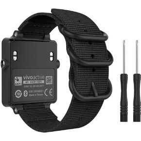 MoKo Watch Band for Garmin Vivoactive Acetate, Fine Woven Nylon Adjustable Replacement Strap for Garmin Vivoactive/Vivoactive Acetate Sports Smart Band - Black