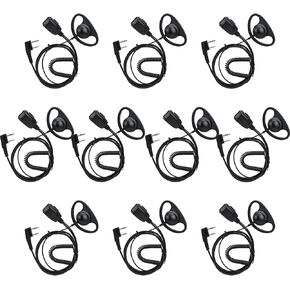 Retevis Clear Earhook Ear Pieces for Walkie Talkie 2 Pin, Coil Tube, Compatible RT22 RT21 H-777 RT68 H-777S RT22S RT15 RB29 Two Way Radios, 2 Way Radio Earpiece with Mic(10 Pack)
