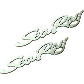 2pcs Sea Ray Searay Script Emblem 3D Badge Letters Nameplate Self-Adhesive Sticker Boat Logo 12-3/4" (Chrome)