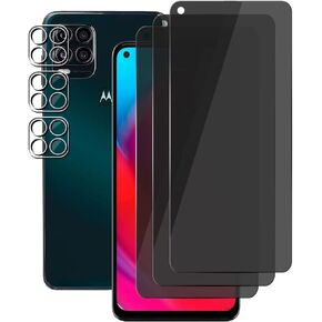 (3+3) For Motorola Moto G Stylus 5G (2021) (3 Pack) Anti Spy Private Tempered Glass Film Privacy Screen Protector and (3 Pack) Camera Lens Protector, 9H Hardness, 2.5D, Anti Scratch